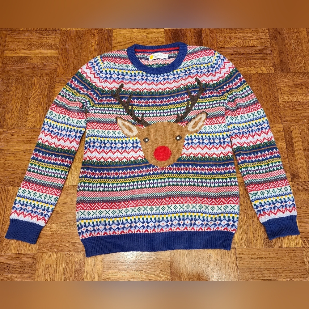 Mini Boden Reindeer Holiday Sweater Size 9-10Y